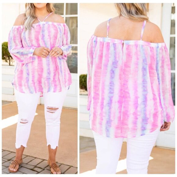 Davi & Dani NWT $53 Top Down Cruising Blouse Off the Shoulder Women's Size 2XL - Picture 1 of 9